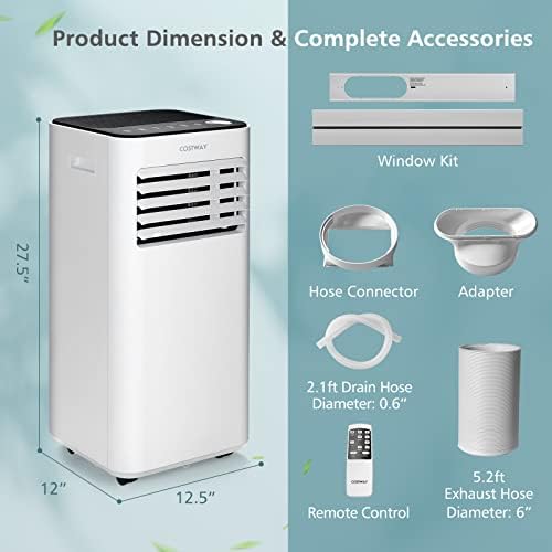 COSTWAY 10000 BTU Portable Air Conditioner for Bedroom and Dorm