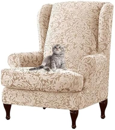 Somsiwey Wingback Chair Slipcovers Khaki 2 Piece