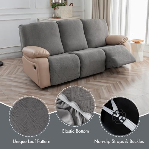 YUEANG 3 Piece Waterproof Recliner Sofa Covers Gray