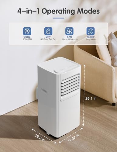 VCK 8000 BTU Portable Air Conditioner with Fan Dehumidifier