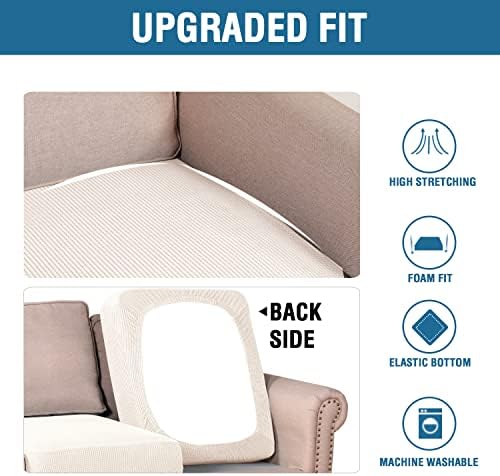 HVERSAILTEX Super Stretch Sofa Slipcovers 3 Pack Ivory