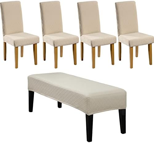 HAOYONG Dining Chair Covers with Bench Cover 4PCS Set