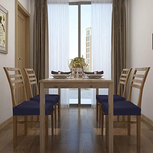 BUYUE Dining Chair Covers Set of 4 Navy Blue Rear Covered