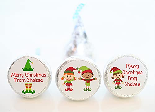 Personalized Christmas Elf Hershey Kiss Stickers