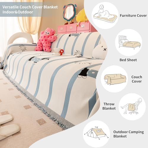 Chenille Sofa Slipcover for Dogs Blue 71x71 1pc