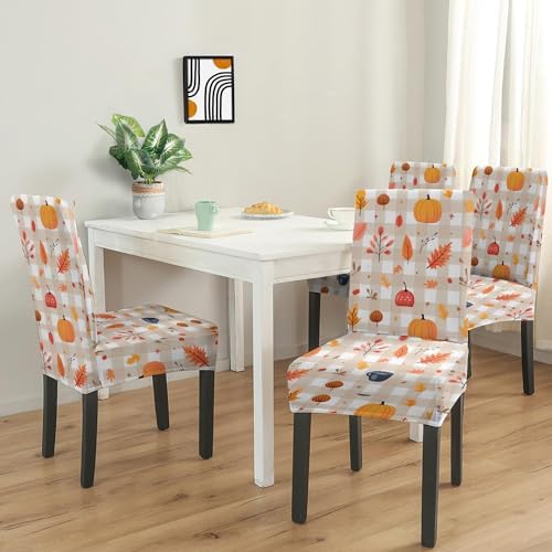 4 Pcs Fall Dining Chair Covers with Pattern