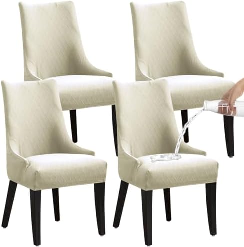 RHYII Waterproof Wingback Chair Cover Set of 4 Beige