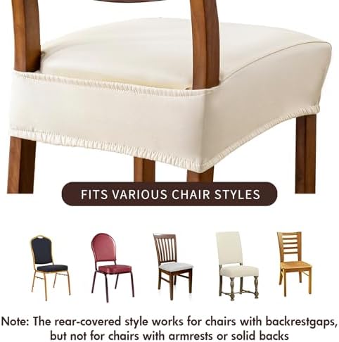 YUEANG Waterproof Dining Chair Seat Covers Set of 4 Beige