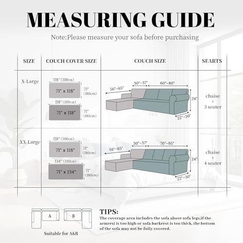 100 Waterproof L-Shaped Sectional Couch Covers for Dogs