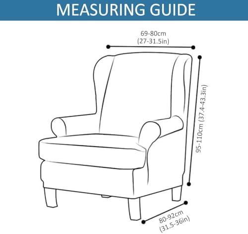 Velvet Wingback Chair Slipcover 2 Piece Set White M
