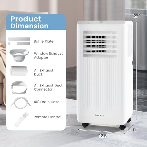 COSTWAY 8000 BTU Portable AC Unit with Remote and Digital Display