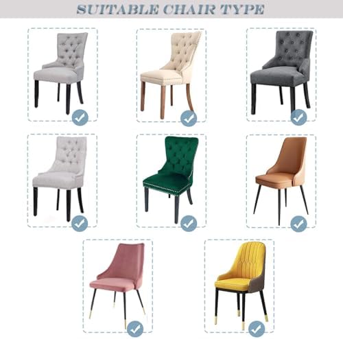 Stretch Print Wingback Side Chair Slipcover Set of 4 Light Grey