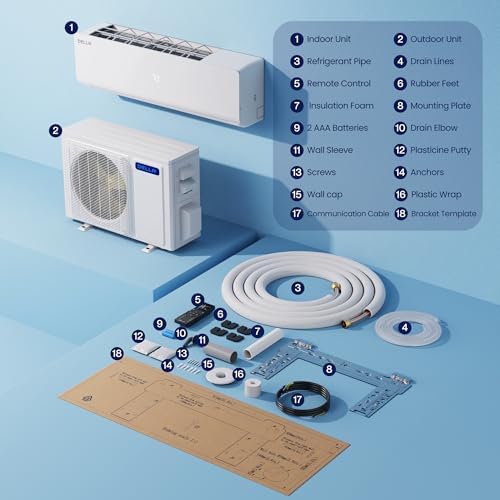 Della 2 Zone 18000 BTU Mini Split AC with Alexa Compatibility