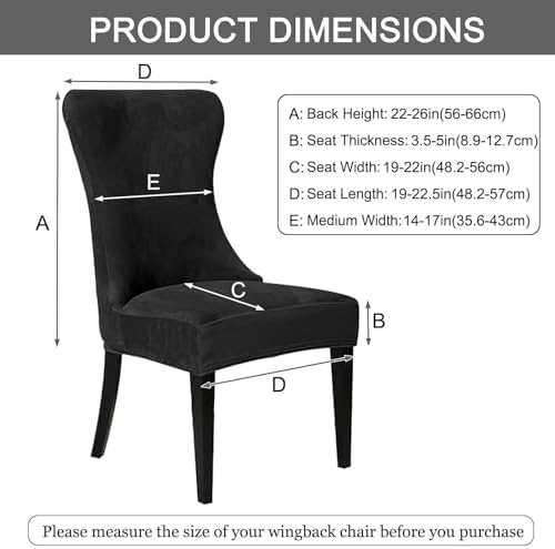 Wingback Side Chair Cover Set of 6 Stretch Polyester Slipcover