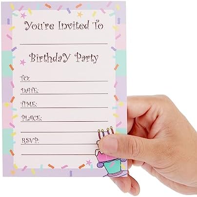 Juvale 24 Pack Birthday Invites for Girls with Envelopes