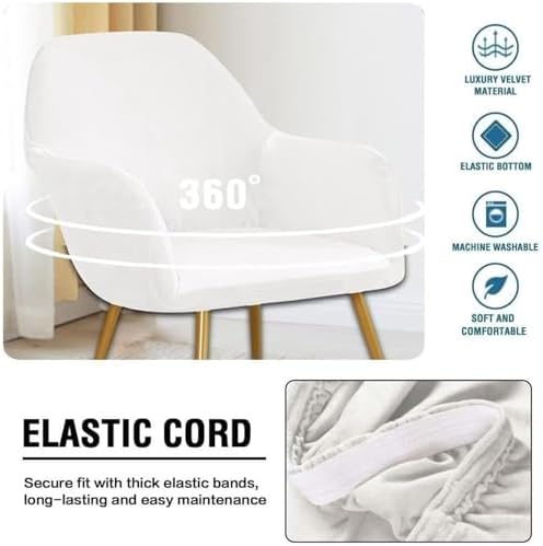 Velvet Office Chair Slipcover with Arms for Home and Kitchen
