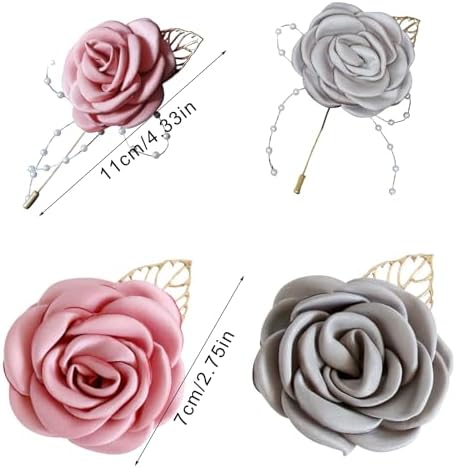 Set Of 6 Elegant Wedding Flower Pins For Newlyweds