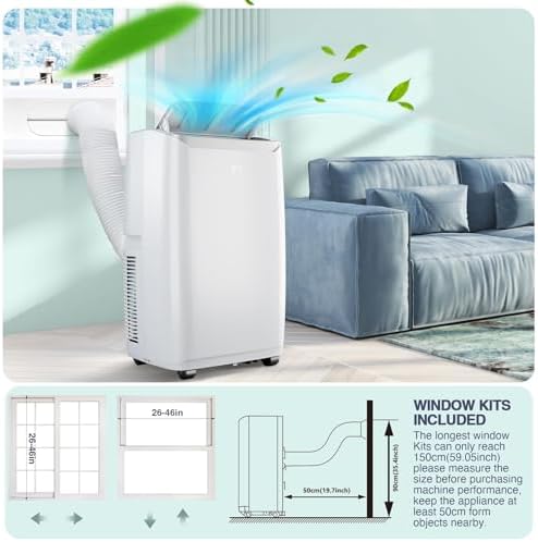 14000 BTU Portable Air Conditioner with Quiet Operation and Remote Control