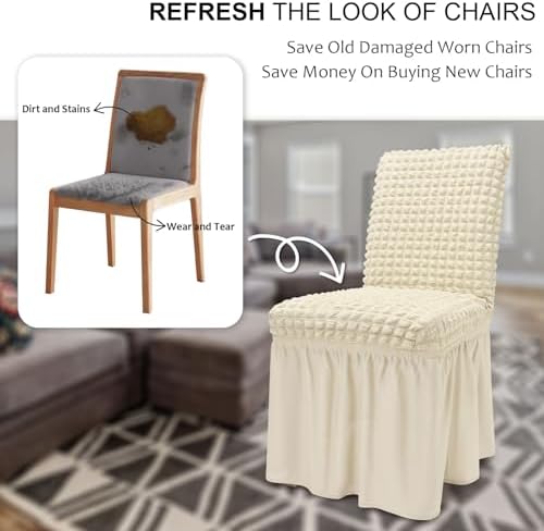 NICEEC High Stretch Chair Covers Set of 6 Beige