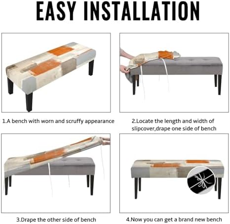 MCALK Orange Stretch Dining Bench Cover