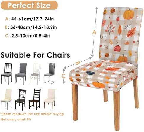 4 Pcs Fall Dining Chair Covers with Pattern