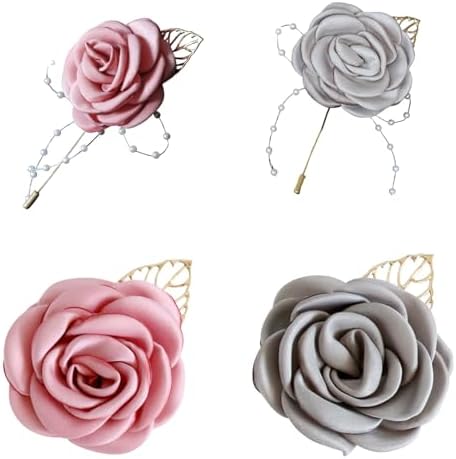 Set Of 6 Elegant Wedding Flower Pins For Newlyweds