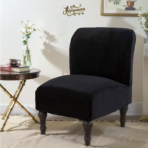 JIAN YA NA Armless Chair Cover Black Velvet