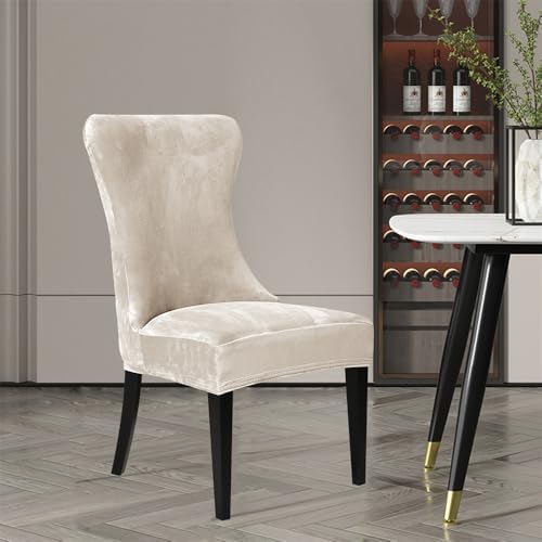 Wingback Chair Covers Set of 4 Velvet Stretch Tufted