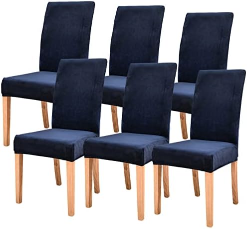 Velvet Chair Covers Set of 6 for Dining Room Navy