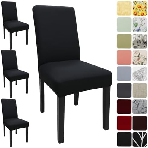 Keyroal Dining Chair Covers Set of 4 Black