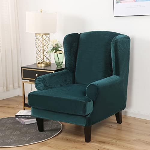 MIFXIN Velvet Stretch Wingback Chair Slipcover Set