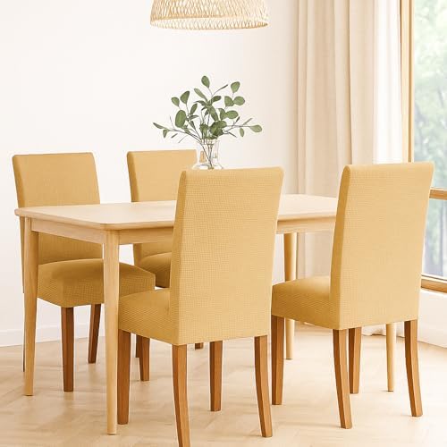 Aertiavty Dining Chair Covers Set of 6 Light Yellow