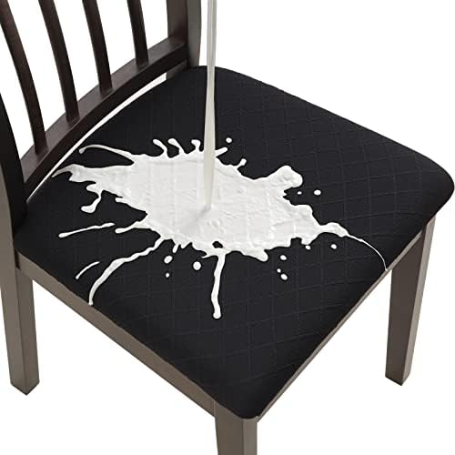 Waterproof Seat Cushion Covers 6PCS Black Stretch Jacquard