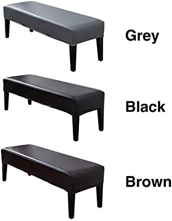 Tookie Bench Cover Waterproof PU Leather Stretch Slipcover for Dining Benches Grey