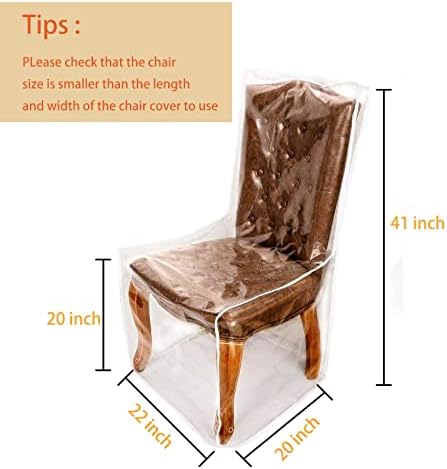 Clear PVC Dining Chair Covers with Backrests Set of 2