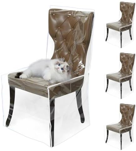 4 Pack Clear PVC Chair Covers with Backrests