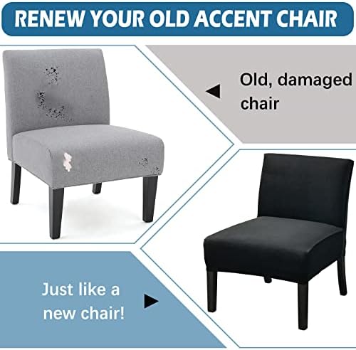 Velvet Chair Cover Slipcover for Armless Chair Black