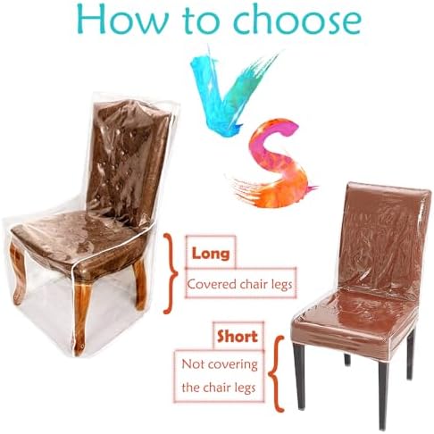 Clear PVC Dining Chair Covers with Backrests Set of 2
