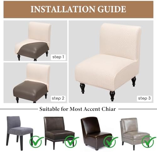 FUANGUI Armless Chair Cover Slipcover for Living Room