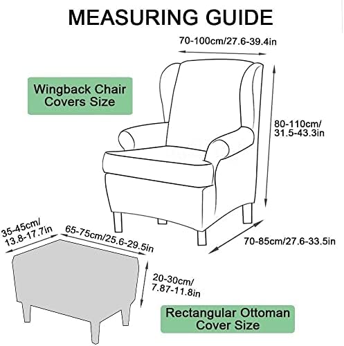 FIBITA Wingback Chair and Ottoman Slipcover Set