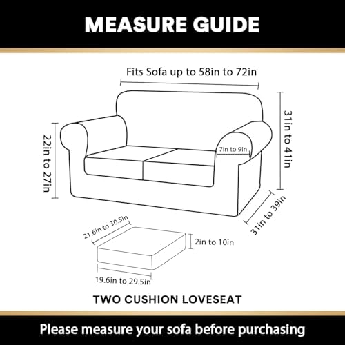 PrinceDeco Velvet Sofa Slipcover 3 Piece for 2 Cushion Couch