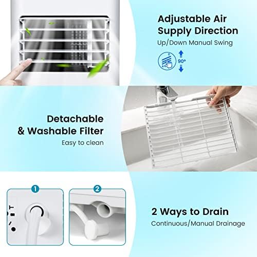 PETSITE 8000 BTU Portable AC Unit with Dehumidifier and Sleep Mode