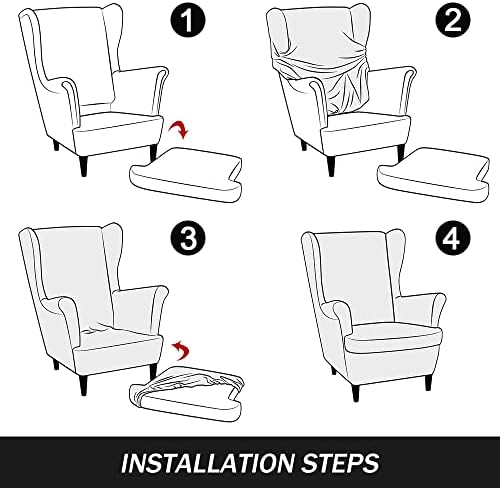Stretch Wing Chair Slipcovers 2 Piece Light Blue Velvet
