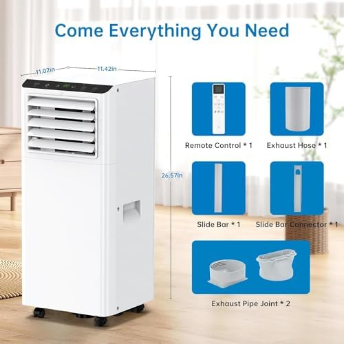 8000 BTUs Portable AC with Cooling Dehumidifier Fan Remote Control