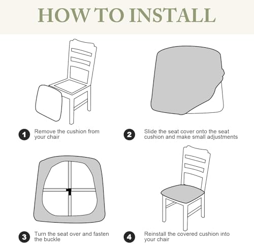 Waterproof Dining Chair Covers Set of 4 Beige Large