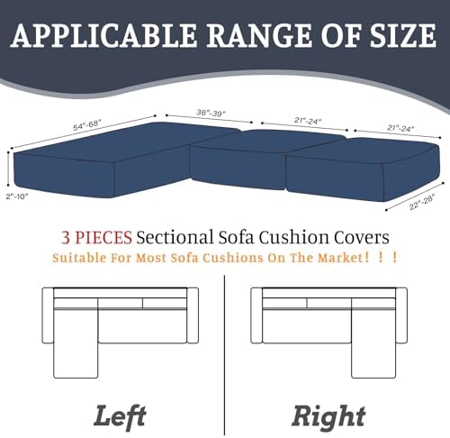 Sectional Couch Covers with 2 Pillowcases Navy