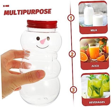Cabilock 10pcs Snowman Drink Bottles with Lids