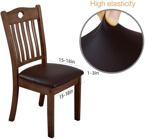YISUN Chair Seat Covers Set of 6 PU Leather Waterproof Dining Room Slipcovers