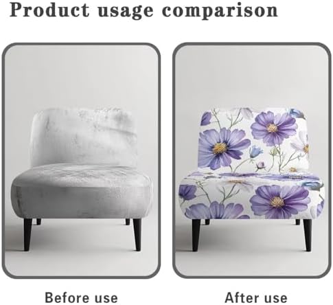 Purple Daisy Print Accent Chair Cover for Armless Chairs