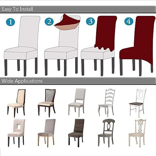 Deisy Dee Stretch Velvet Dining Chair Covers for Kitchen Dining Room
